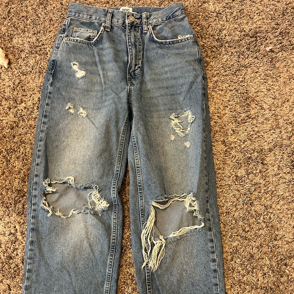 Urban outfitters , size 25, high rise, ripped mom jeans